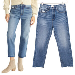 DRIFTWOOD Royce Jean Medium Blue Wash Straight Leg Raw Hem Cotton Women's 26